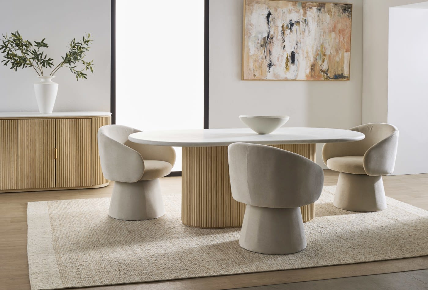 Ares Dining Table Natural & White Marble color Natural