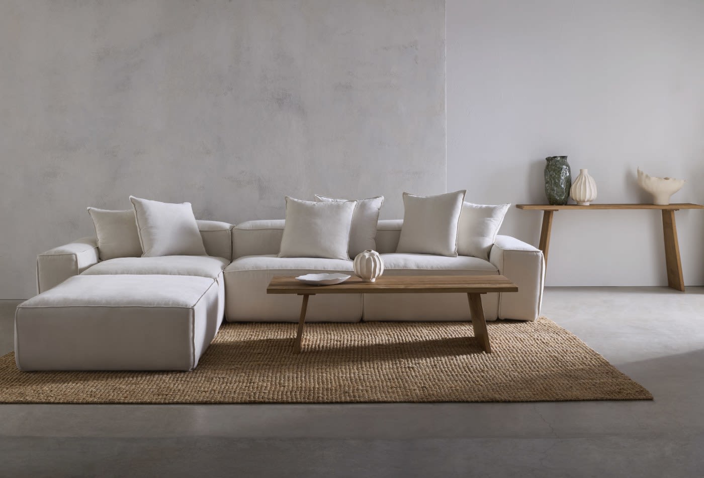 Riley Muse Flax 3 Seater Modular Sofa color Muse Flax