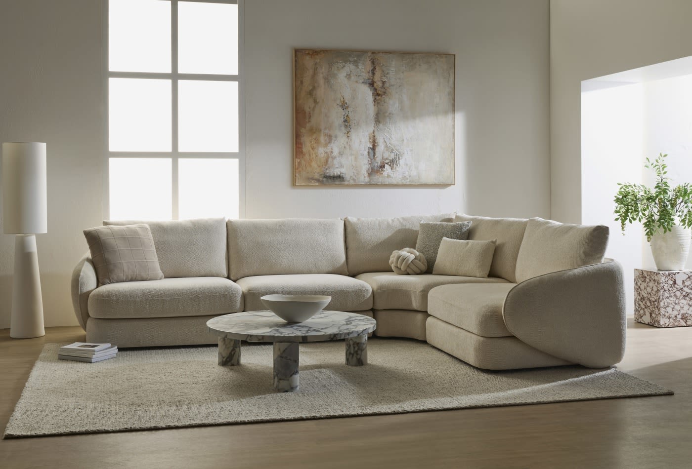 Esme Kent Bisque Corner Sofa - 4 Seater color Kent Bisque