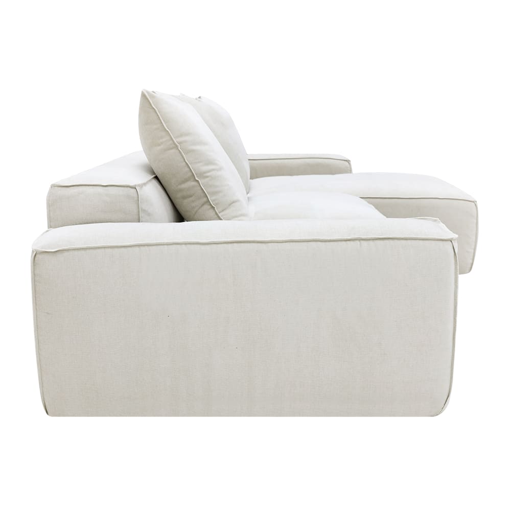 Riley Apt Muse Flax Chaise Sofa - 3 Seater color Muse Flax