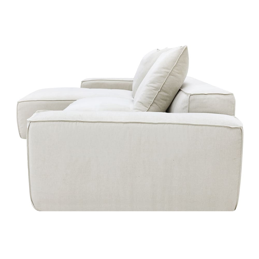 Riley Apt Muse Flax Chaise Sofa - 3 Seater color Muse Flax
