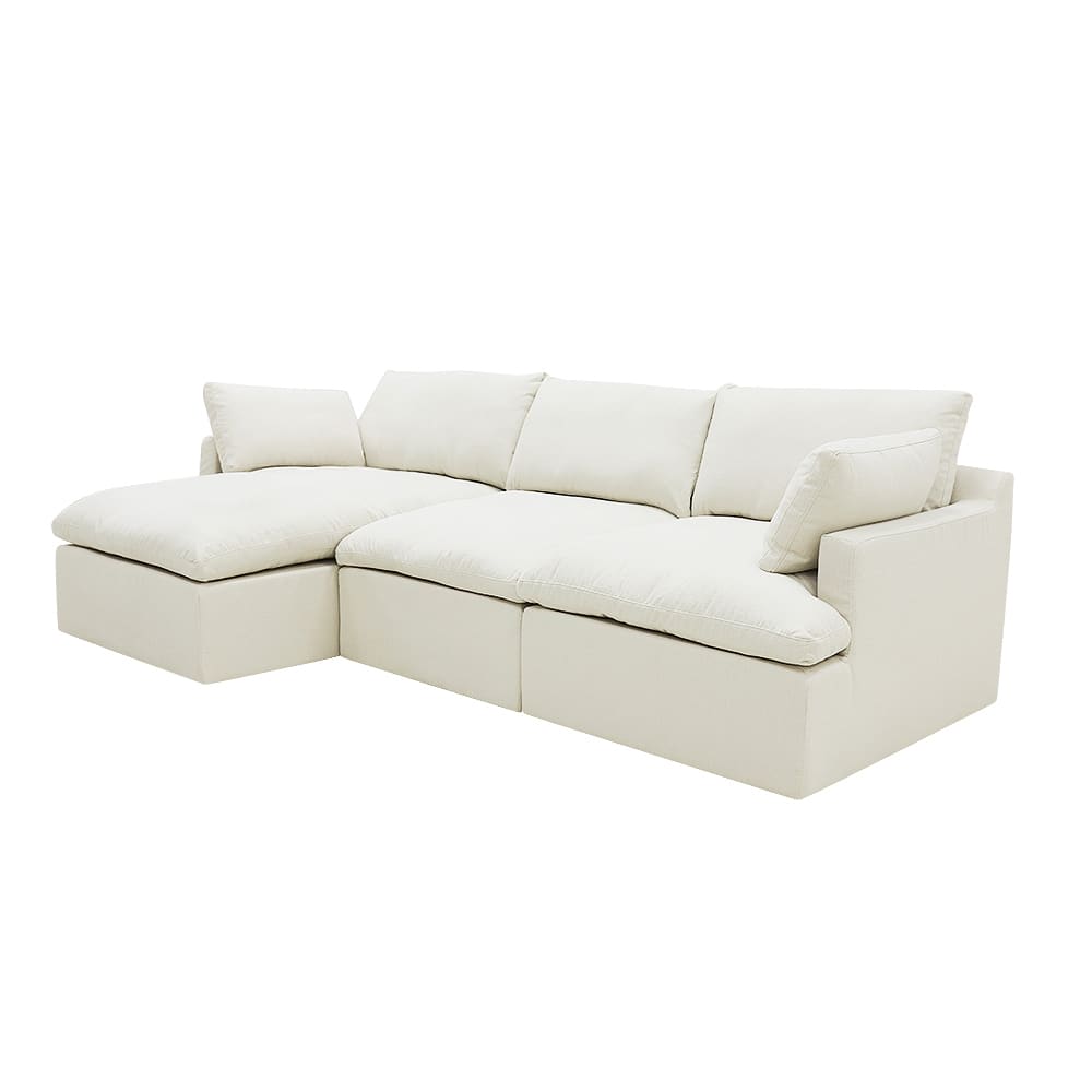 Retreat Toorak Pearl Chaise Sofa - 3 Seater color Toorak Pearl