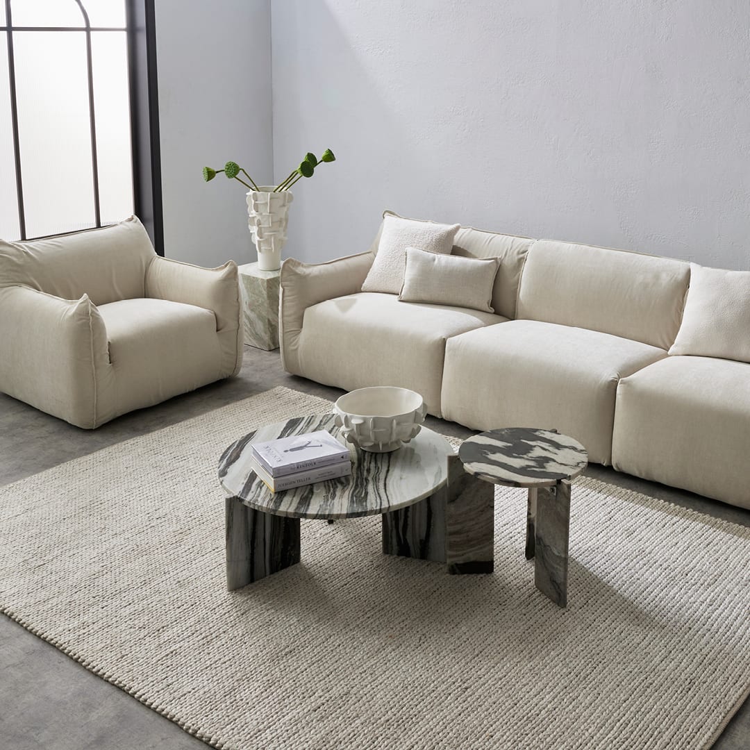 Capello Panda White Marble Side Table color White/Black