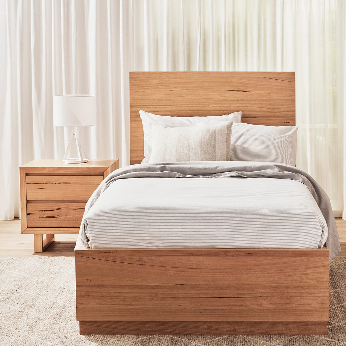 Clemence Plain Headboard Kids Bed color Natural