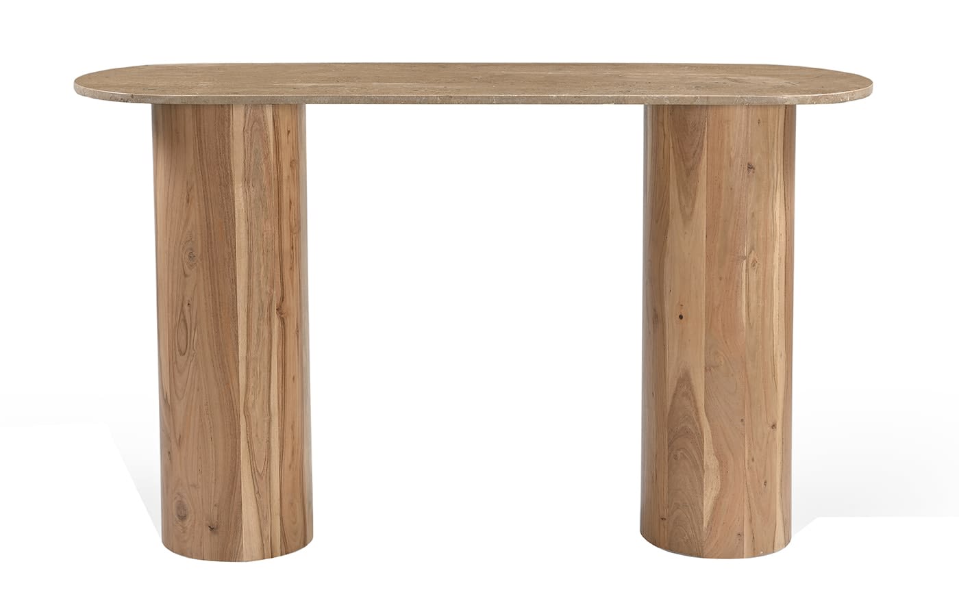 Adara Travertine & Acacia Wood Console Table color Natural