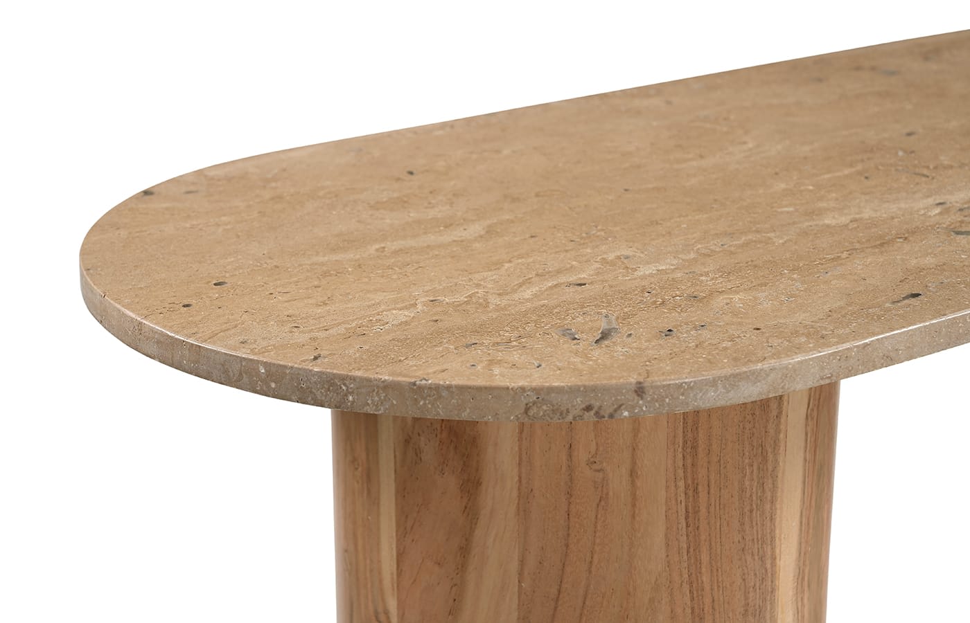 Adara Travertine & Acacia Wood Console Table color Natural