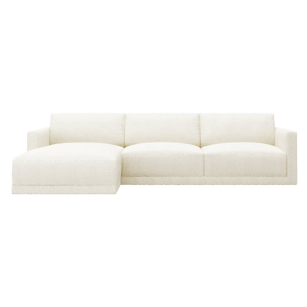 Haven Boucle Ivory Chaise Sofa - 3 Seater color Boucle Ivory