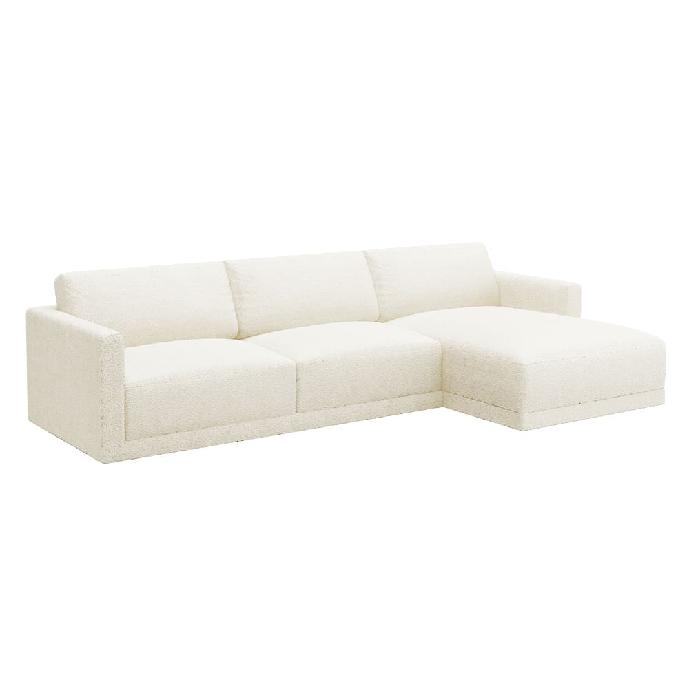Haven Boucle Ivory Chaise Sofa - 3 Seater color Boucle Ivory