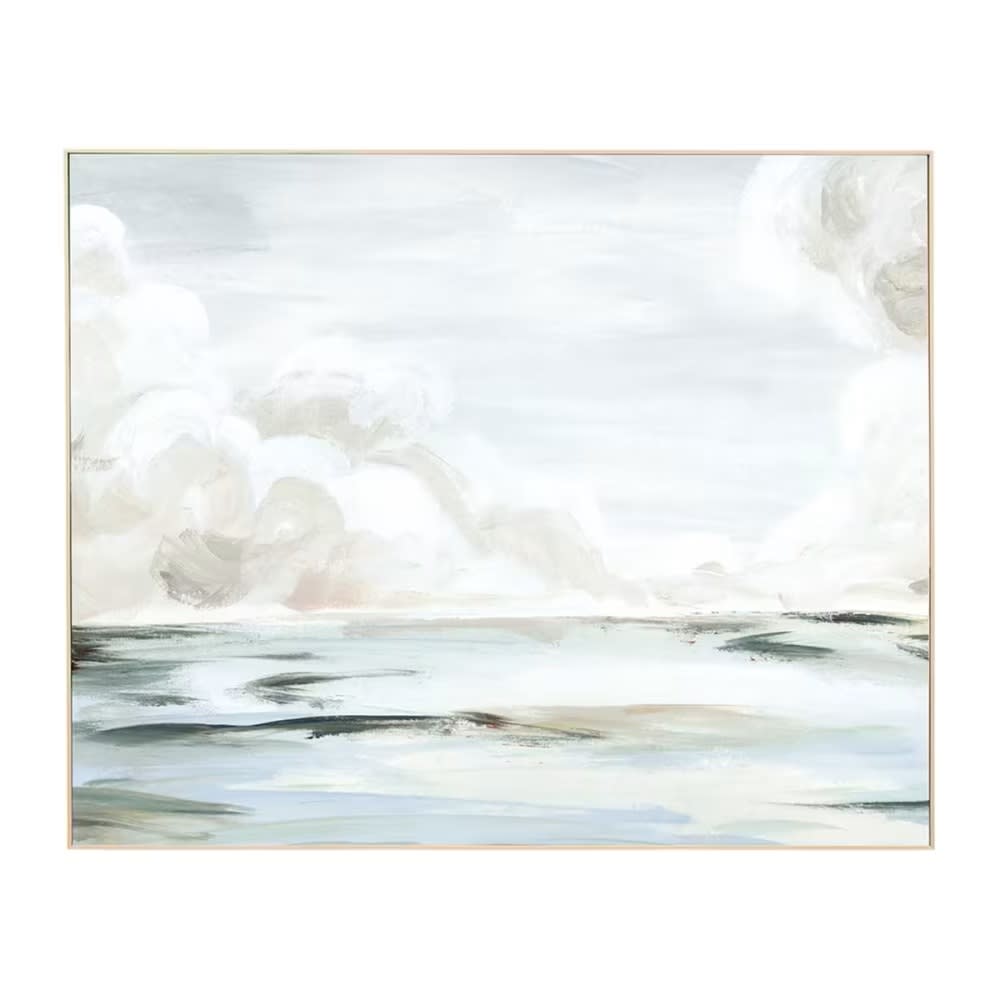 Calm Horizon Natural Veneer Framed Canvas - 150cm x 120cm color Blue