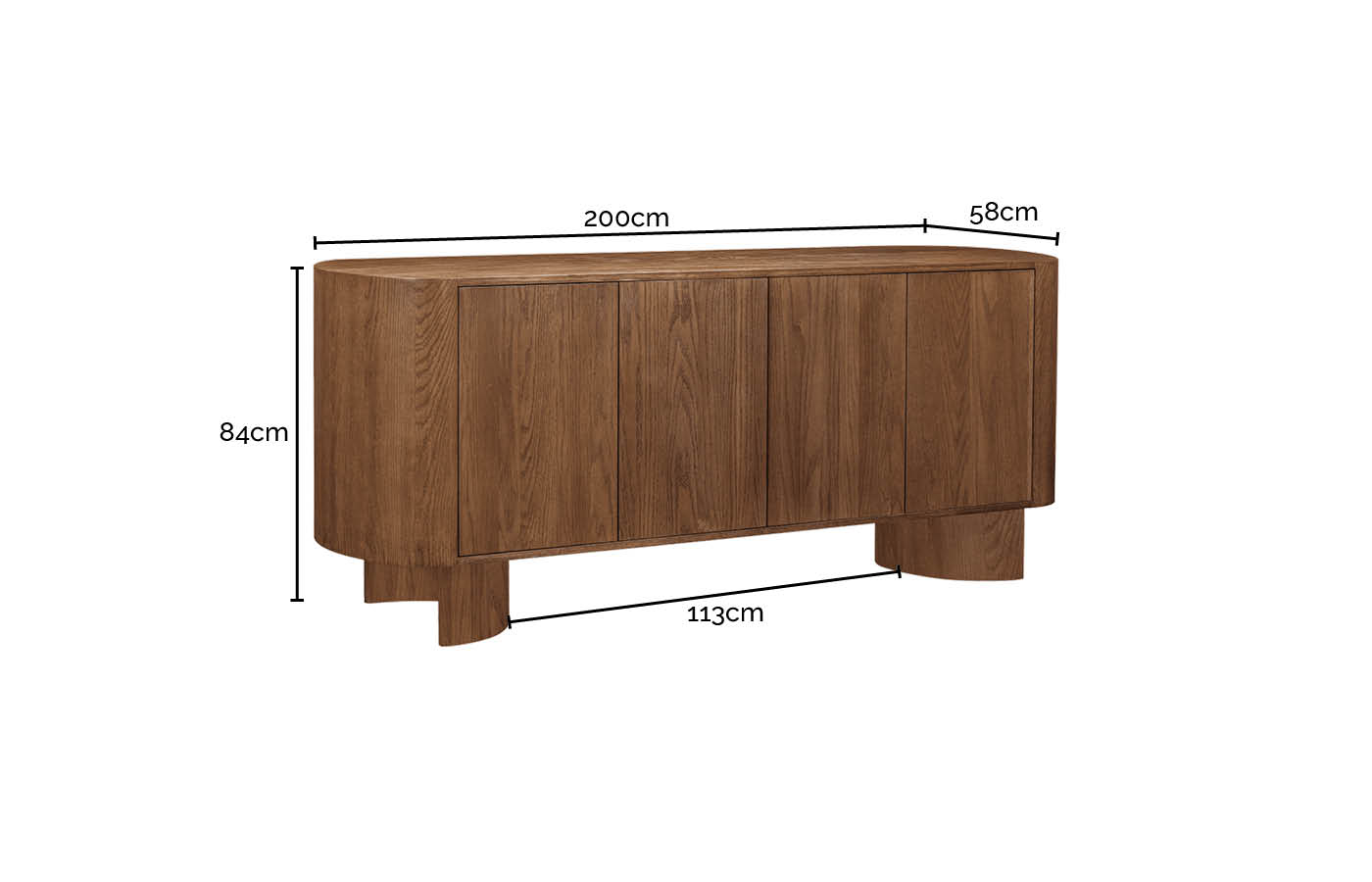 Clairemont Oak Buffet - 200cm color Natural