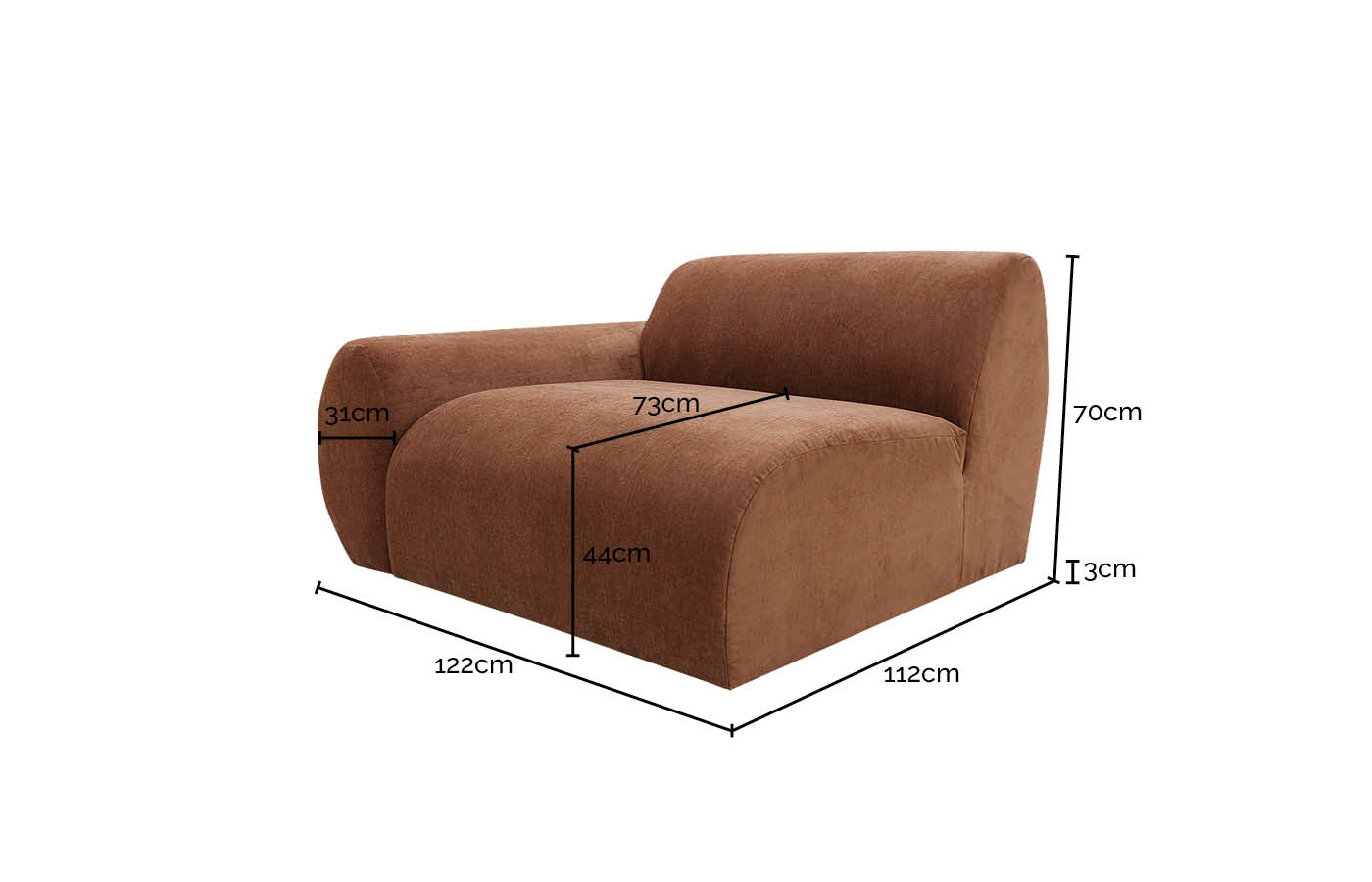 Malmo Blaze Latte 1 Seat Left Arm Facing Sofa Module color Blaze Latte