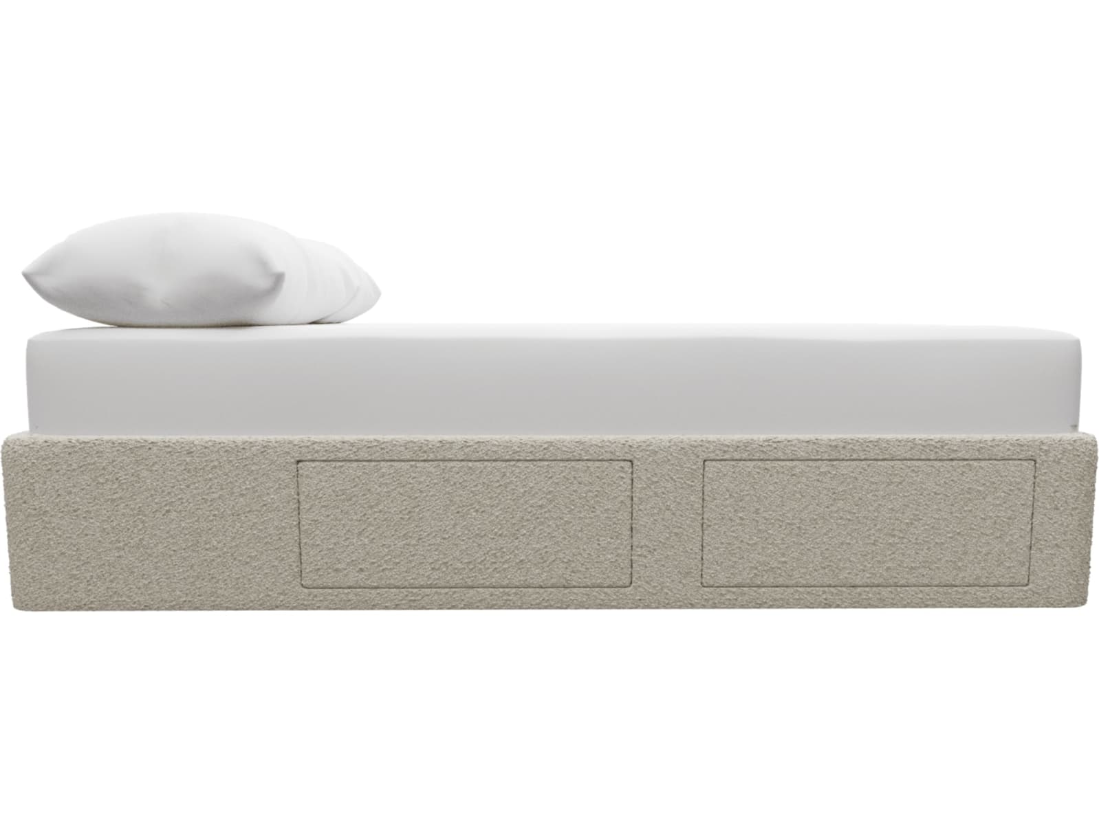 Zenith Storage Drawer Bed Base Boucle Ivory color Boucle Ivory