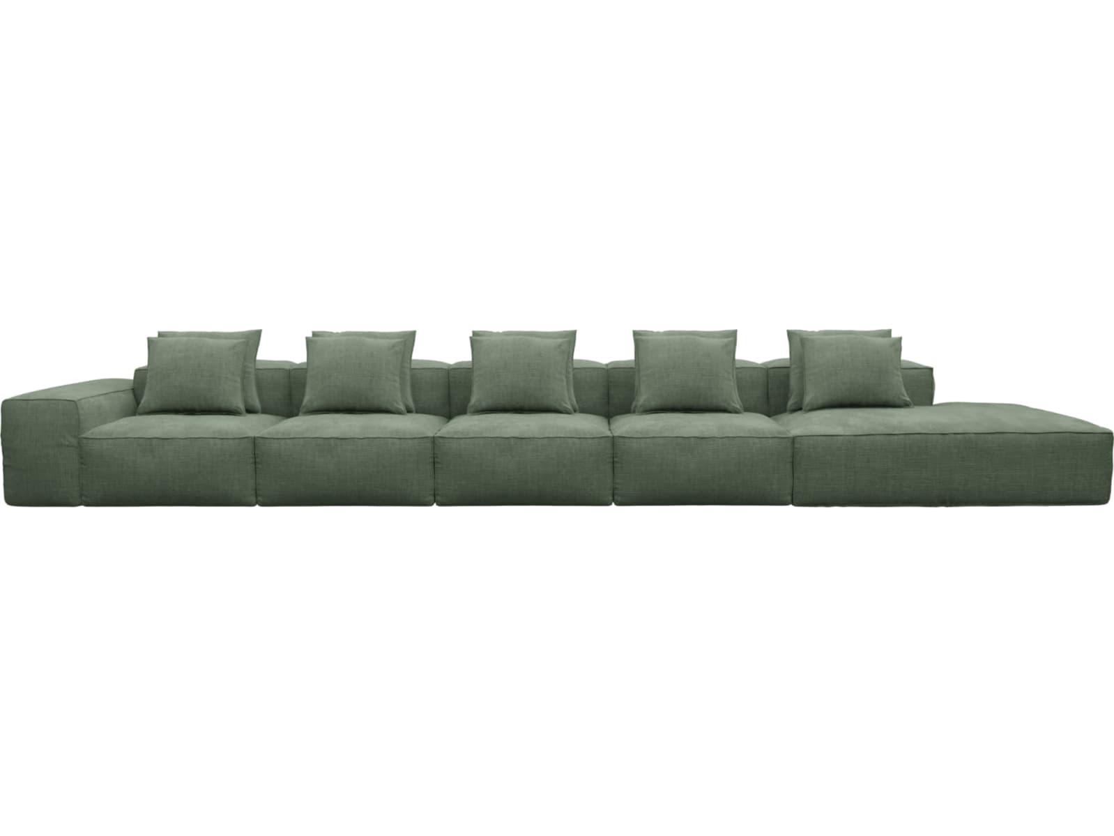 Riley Tribute Dark Jade Modular Sofa - 1x Arm, 4x Armless, 1x Right Terminal color Tribute Dark Jade
