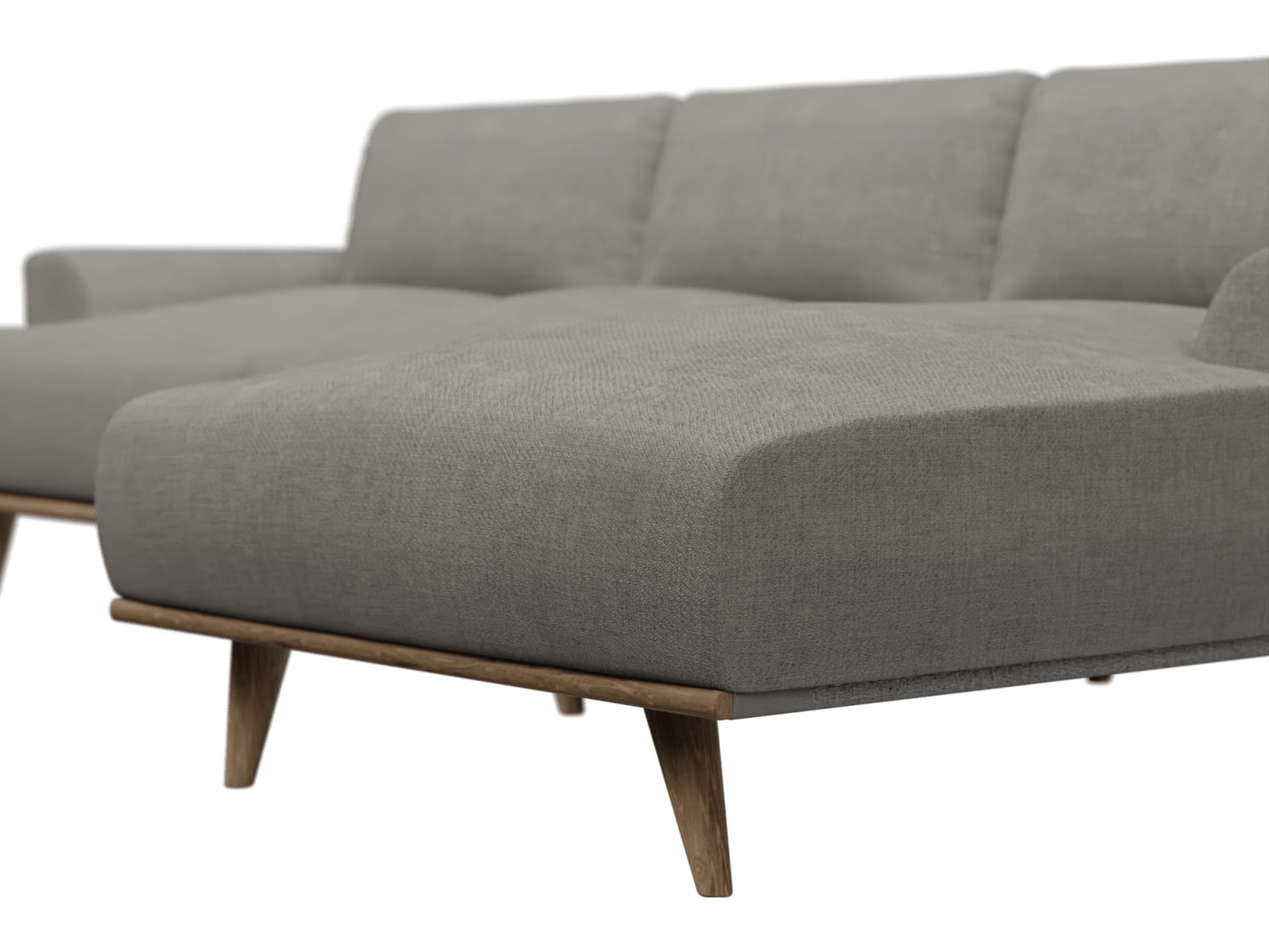 Dane Isla Soft Grey Chaise Sofa - 3 Seater color Isla Soft Grey