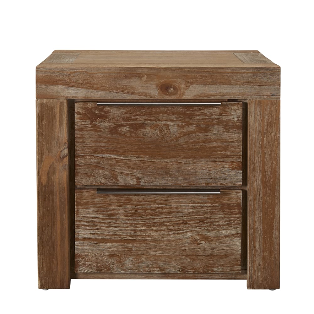 Hobart Bedside Table Rustic Brown - 2 Drawer color Rustic Brown