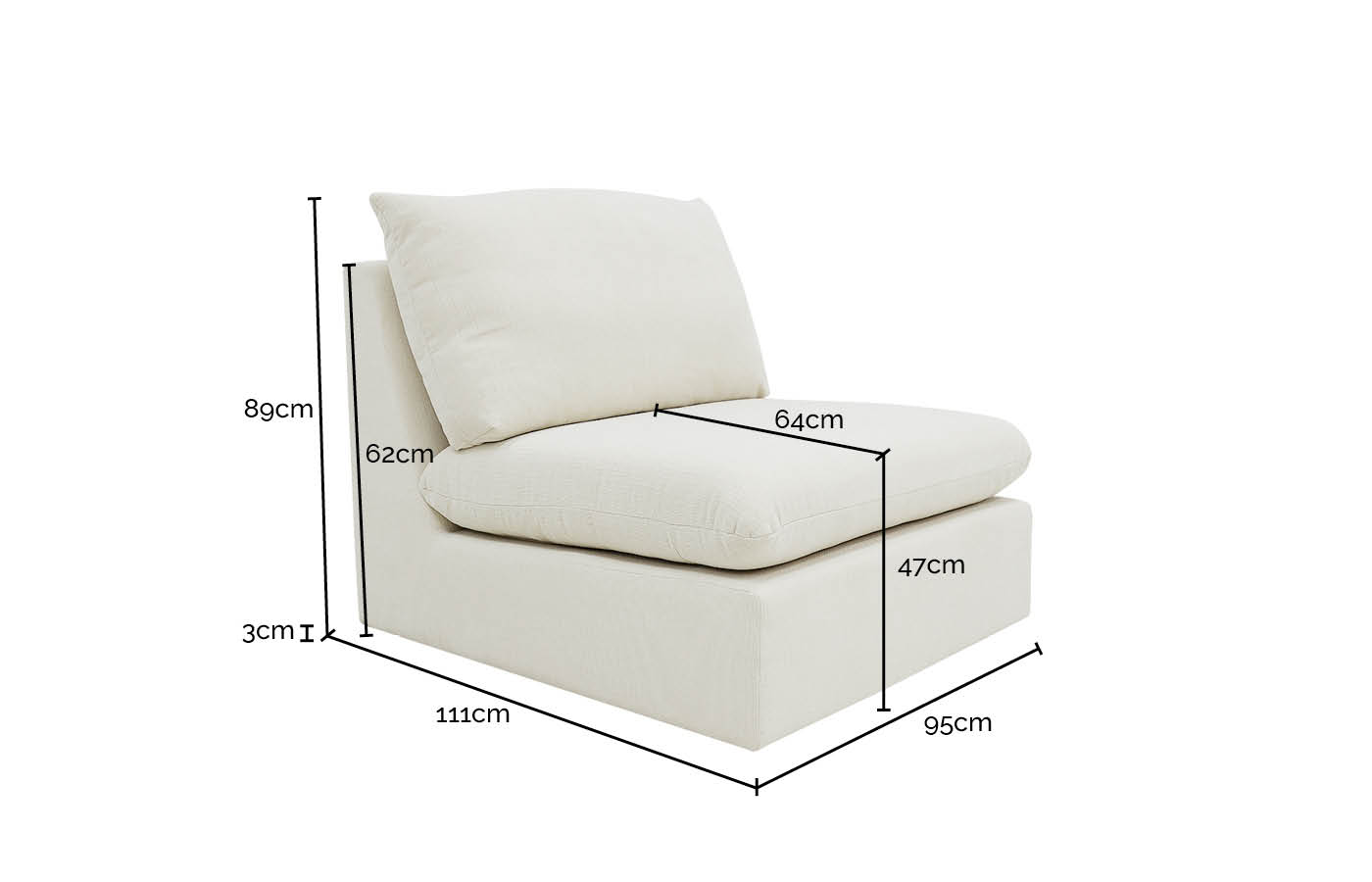 Ludlow California Ivory Armless Sofa Chair Module color California Ivory