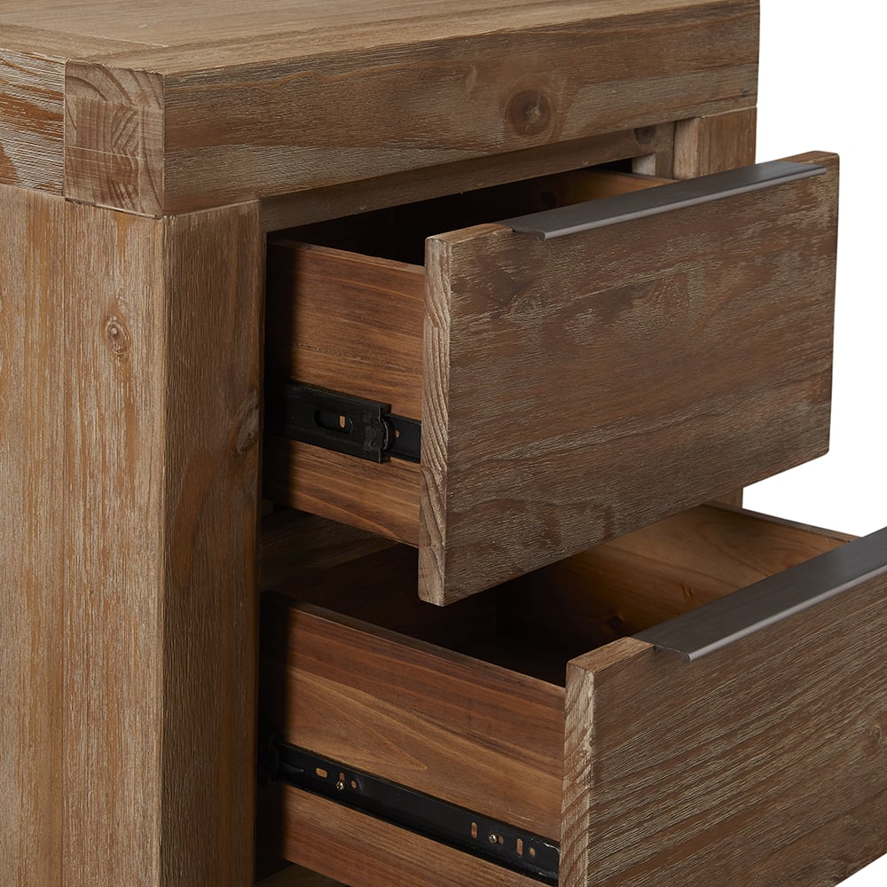 Hobart Bedside Table Rustic Brown - 2 Drawer color Rustic Brown