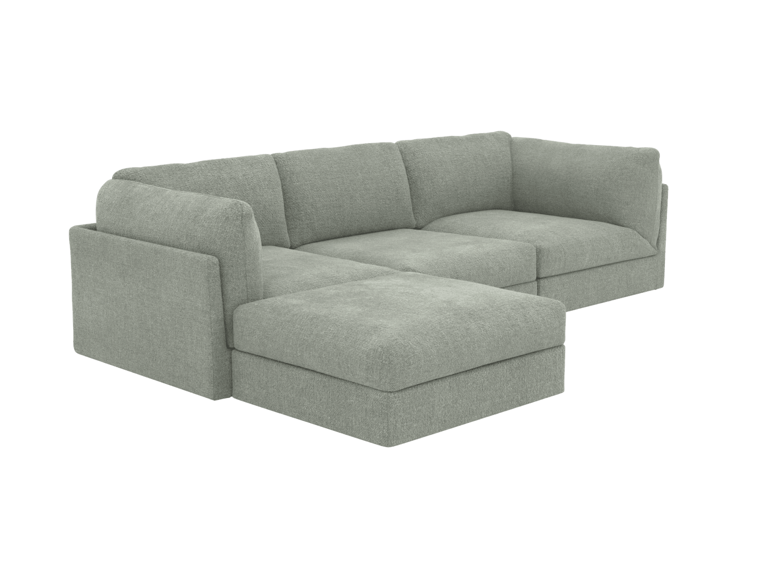 Finley Avon Sage Modular Sofa - 3 Seater and Ottoman color Avon Sage