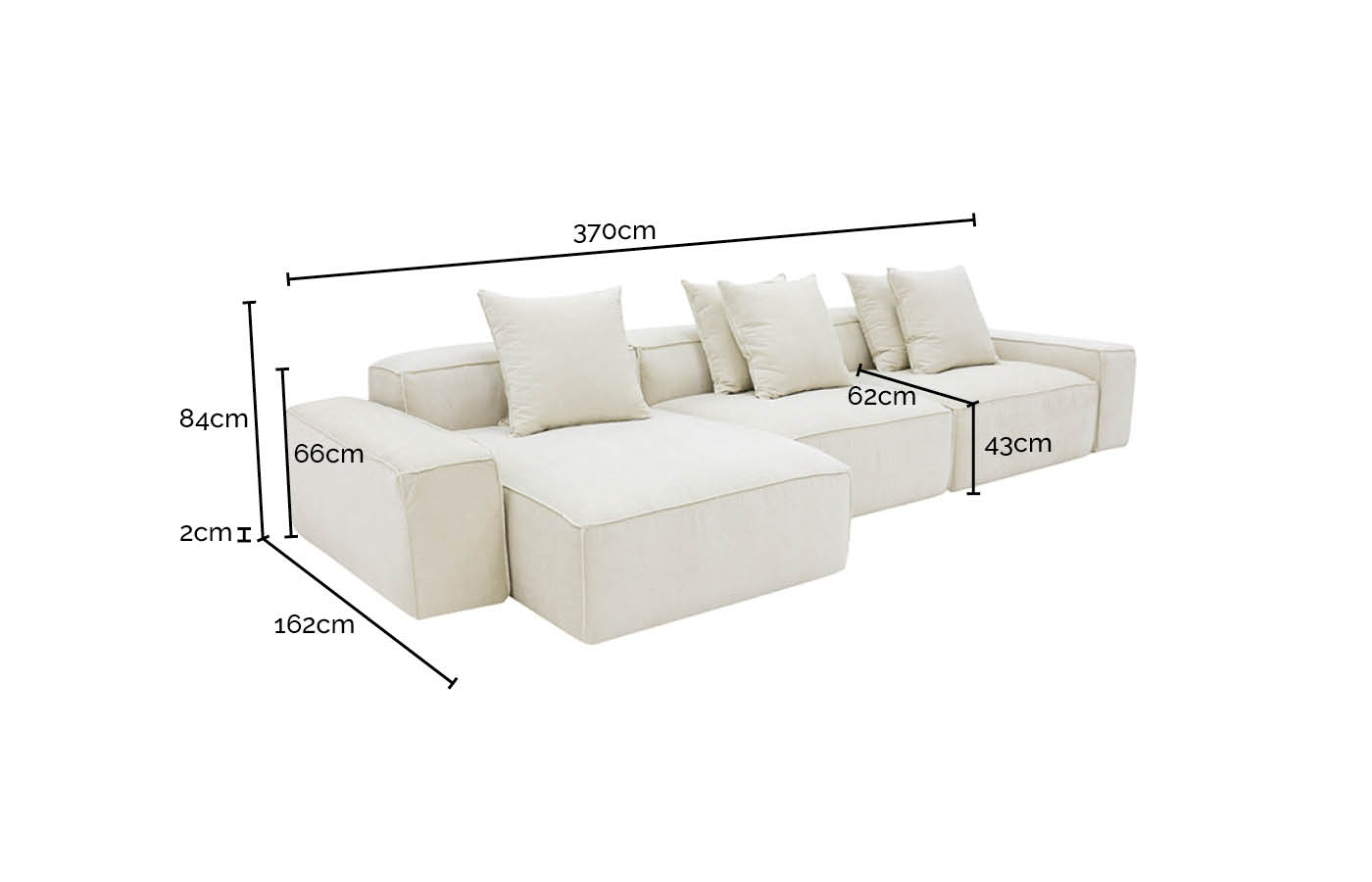 Riley Muse Driftwood Modular Chaise Sofa - 3 Seater color Muse Driftwood