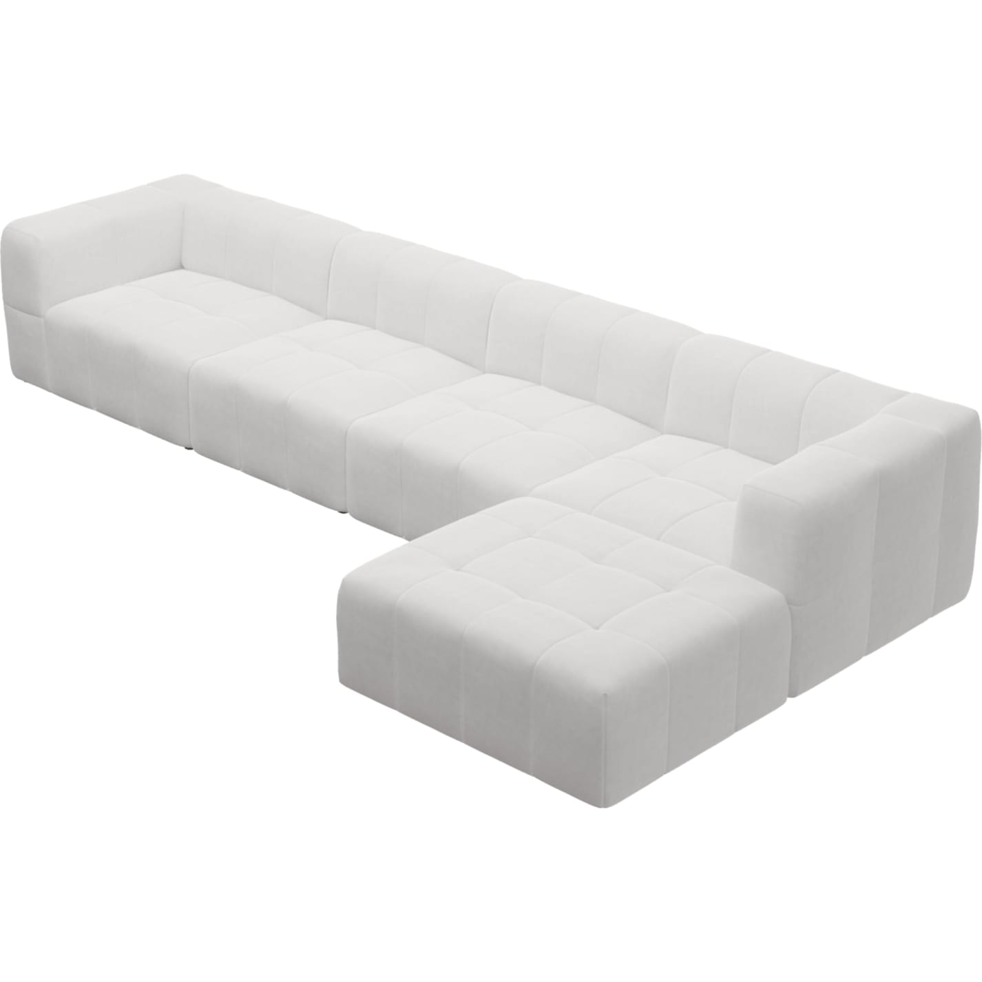 Lucello Muse Frost Modular Sofa with Ottoman - 5 Piece color Muse Frost