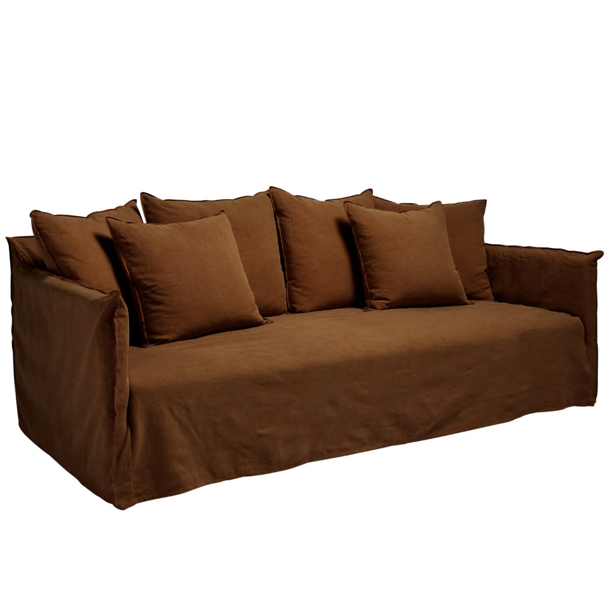 Como Linen Deep Sofa Cocoa - 3 Seater color Linen Cocoa