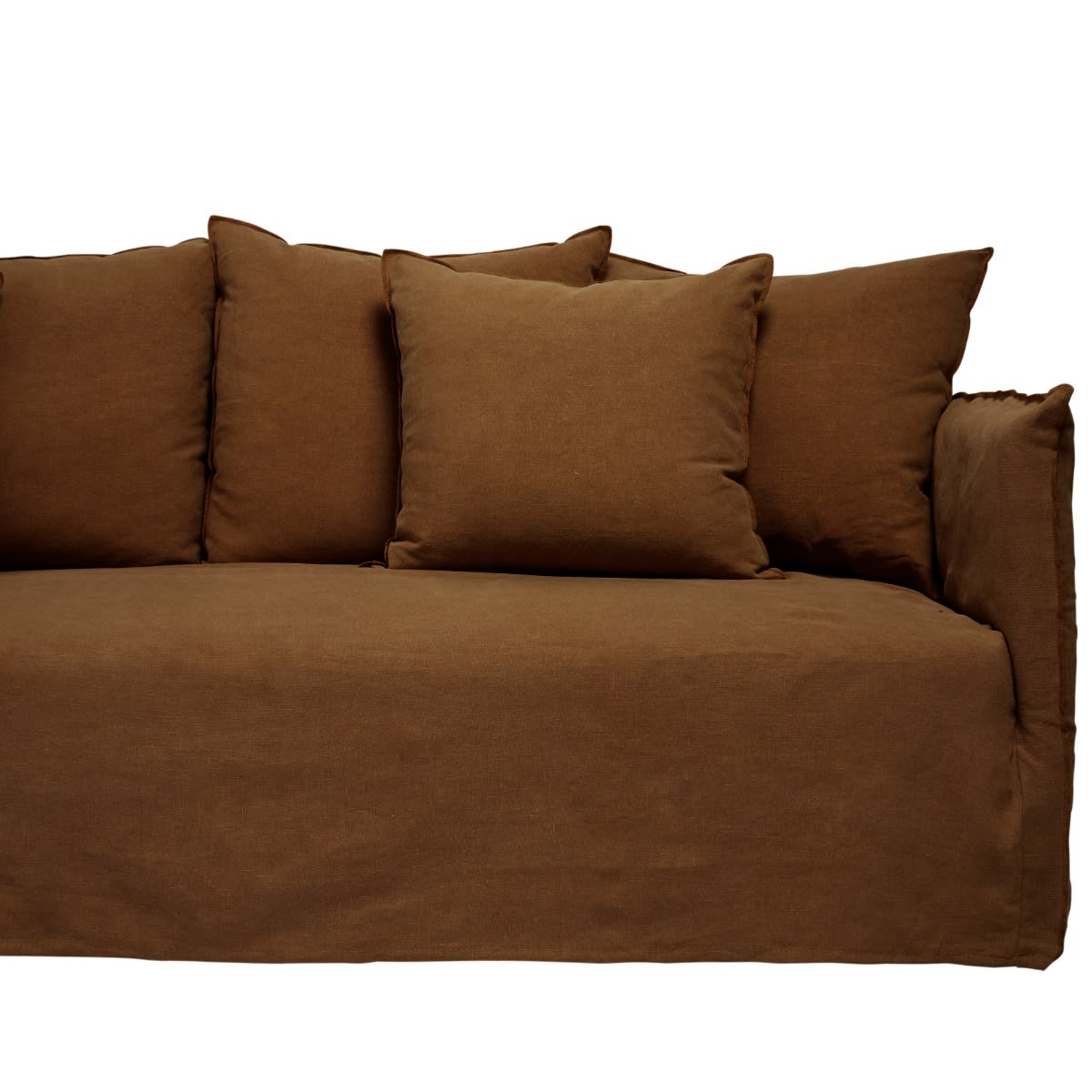 Como Linen Deep Sofa Cocoa - 3 Seater color Linen Cocoa