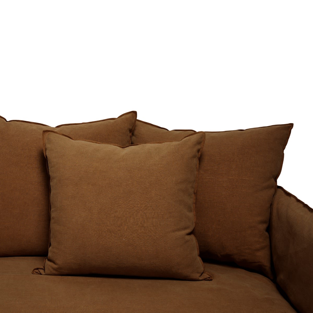 Como Linen Deep Sofa Cocoa - 3 Seater color Linen Cocoa