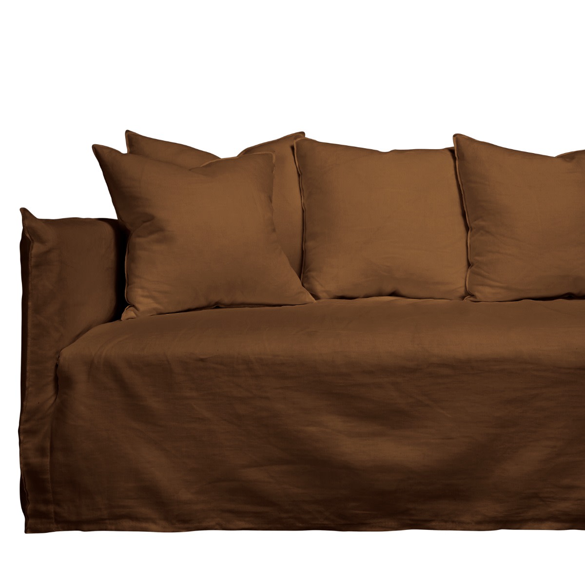 Como Linen Deep Sofa Cocoa - 3.5 Seater color Linen Cocoa