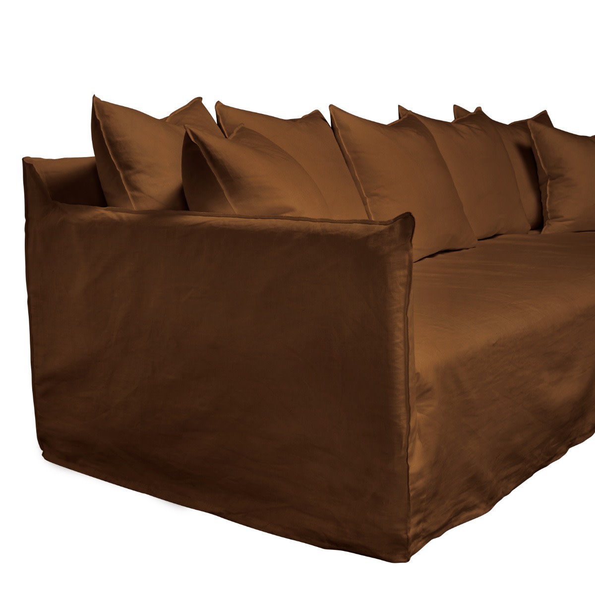 Como Linen Deep Sofa Cocoa - 3.5 Seater color Linen Cocoa