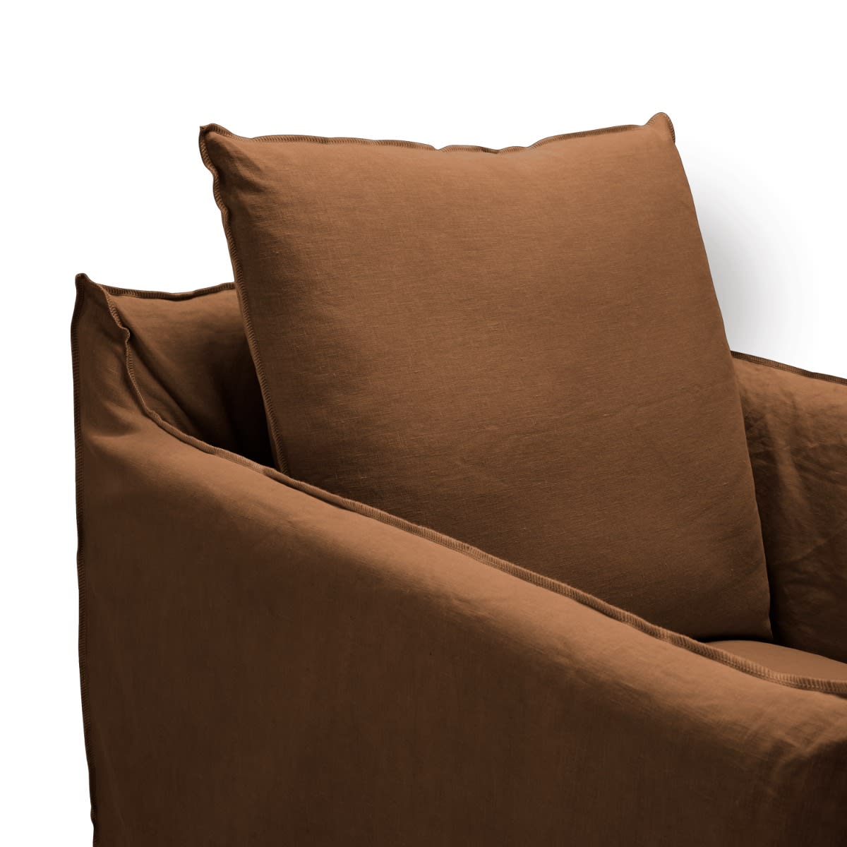 Como Linen Occasional Chair Cocoa - 1 Seater color Linen Cocoa