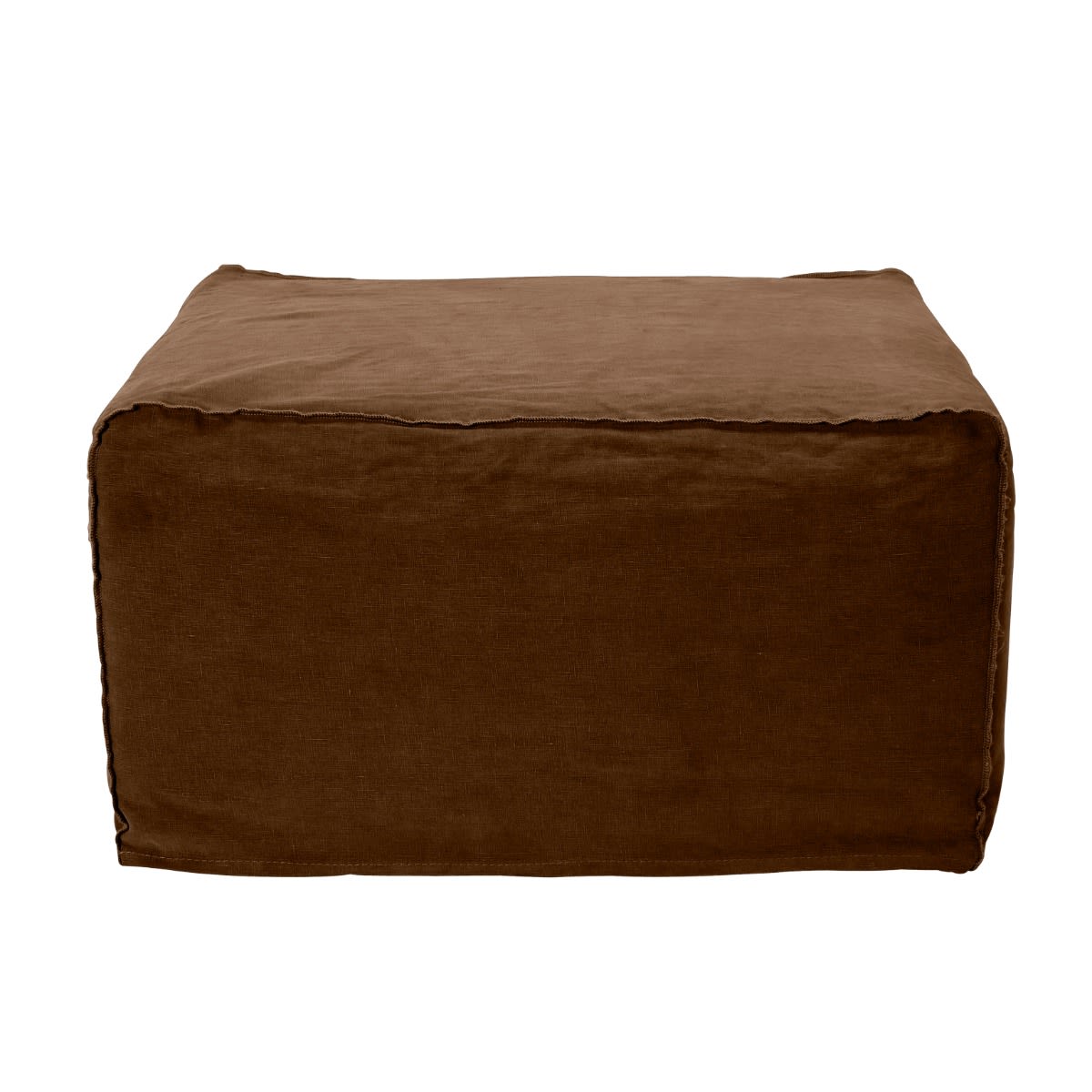 Como Linen Square Ottoman Cover Cocoa - 70cm x 70cm color Linen Cocoa