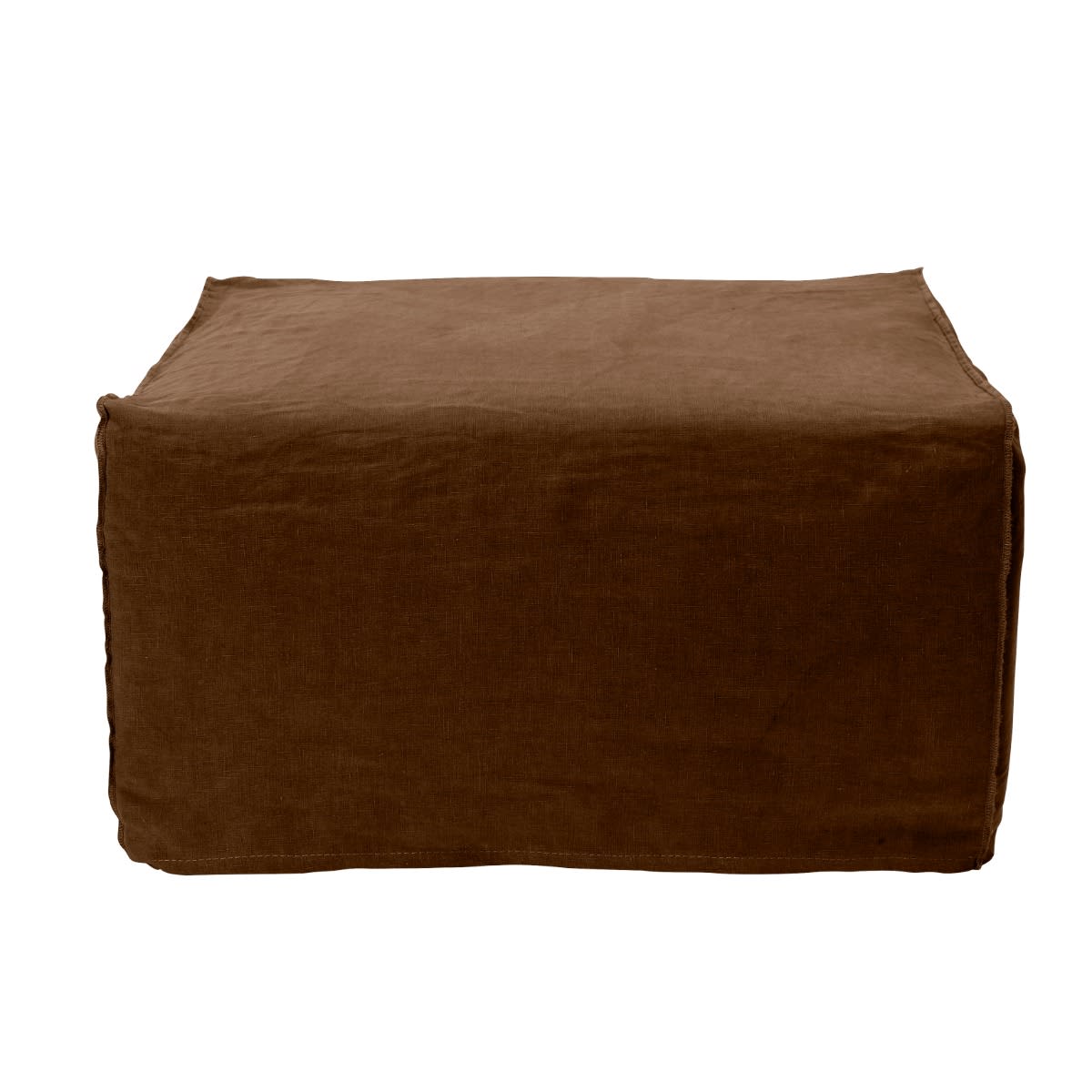 Como Linen Square Ottoman Cover Cocoa - 70cm x 70cm color Linen Cocoa