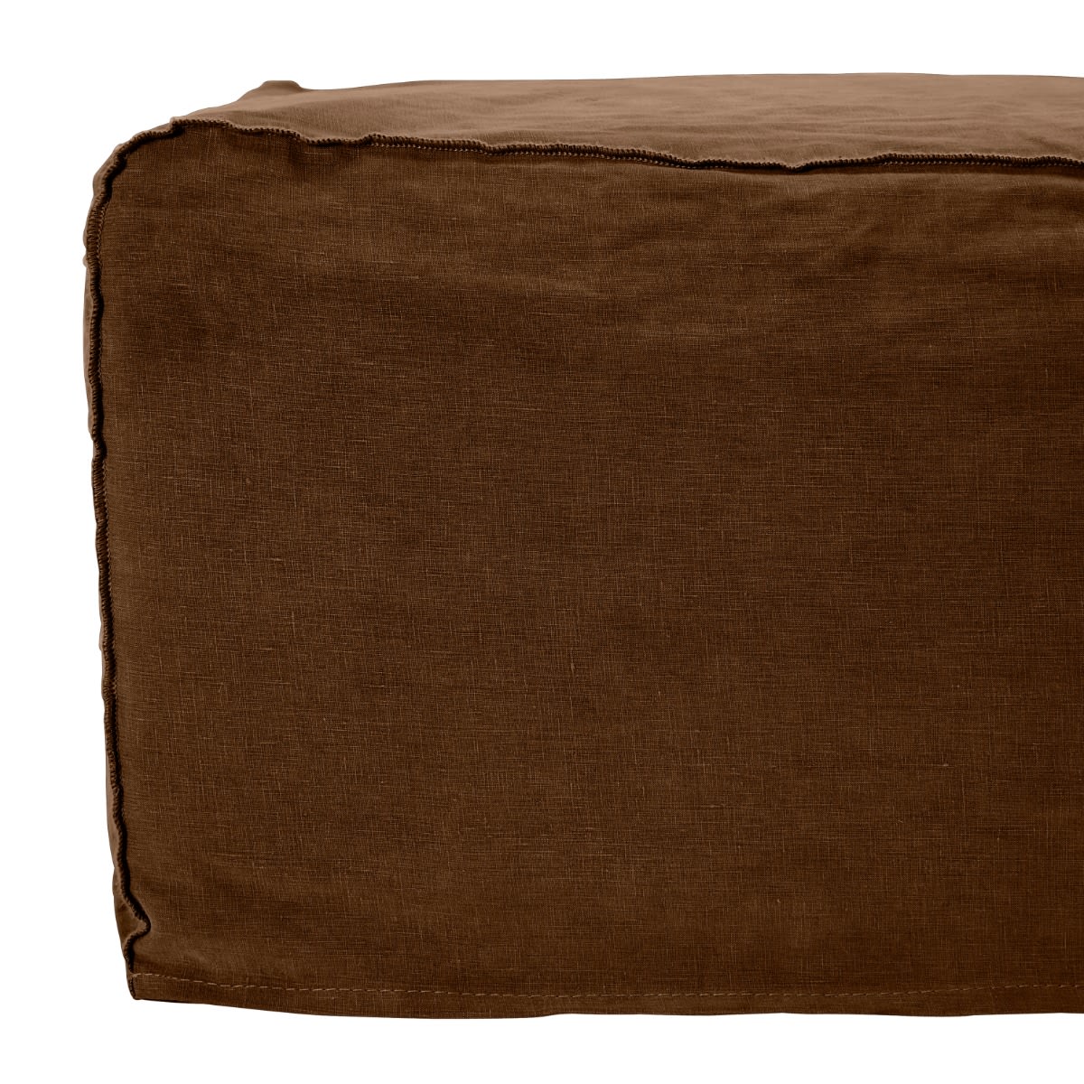 Como Linen Square Ottoman Cover Cocoa - 70cm x 70cm color Linen Cocoa