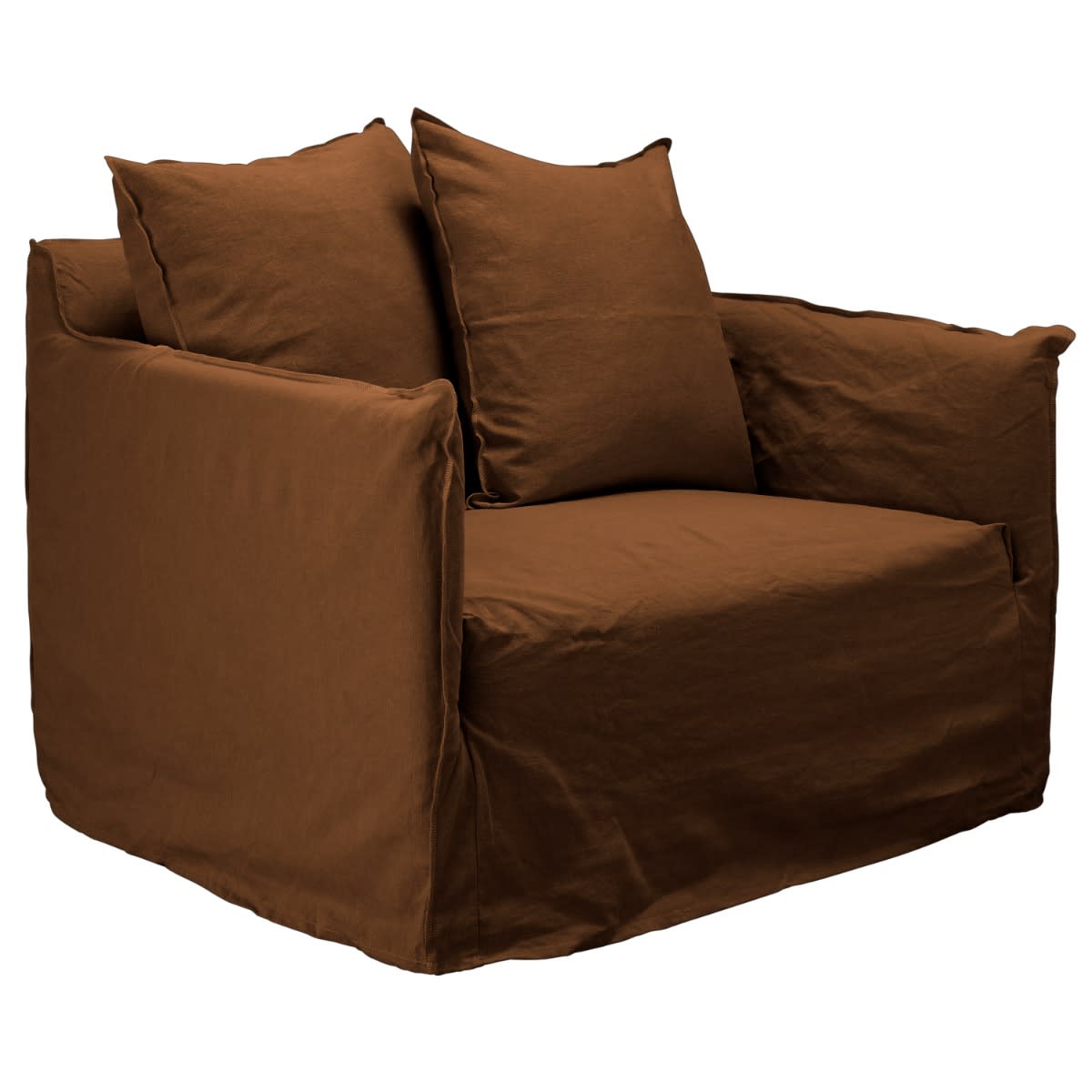Como Linen Darling Chair Cover Cocoa - 1.5 Seater color Linen Cocoa