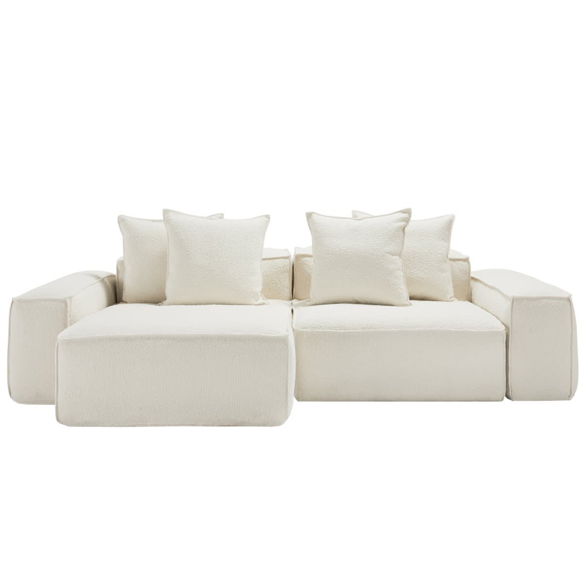 Riley Boucle Ivory Modular Sofa - 2 Seater Chaise color Boucle Ivory