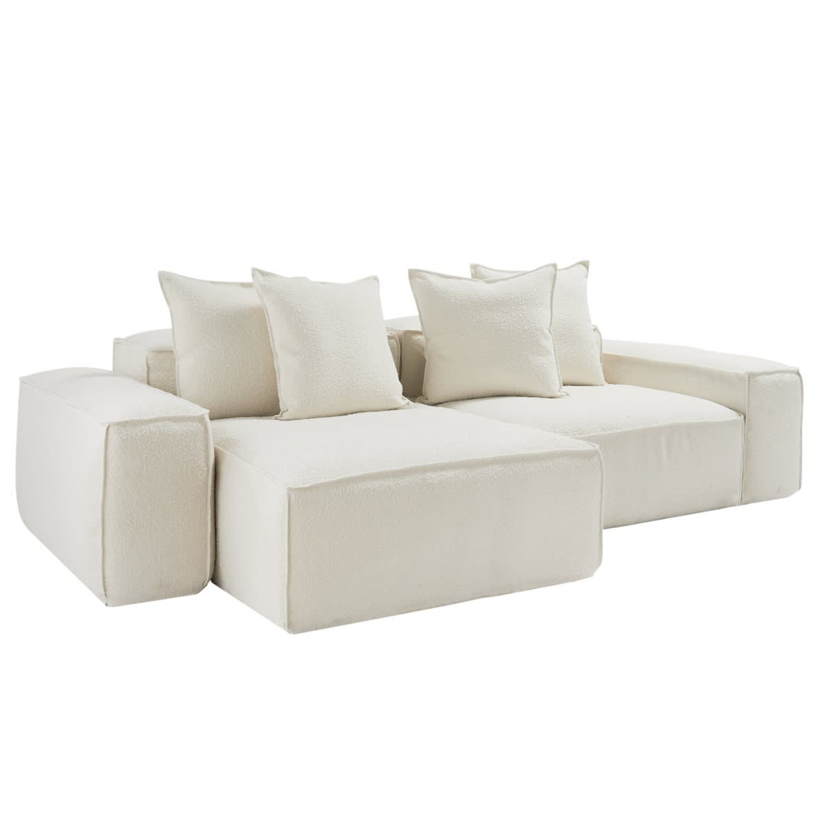Riley Boucle Ivory Modular Sofa - 2 Seater Chaise color Boucle Ivory