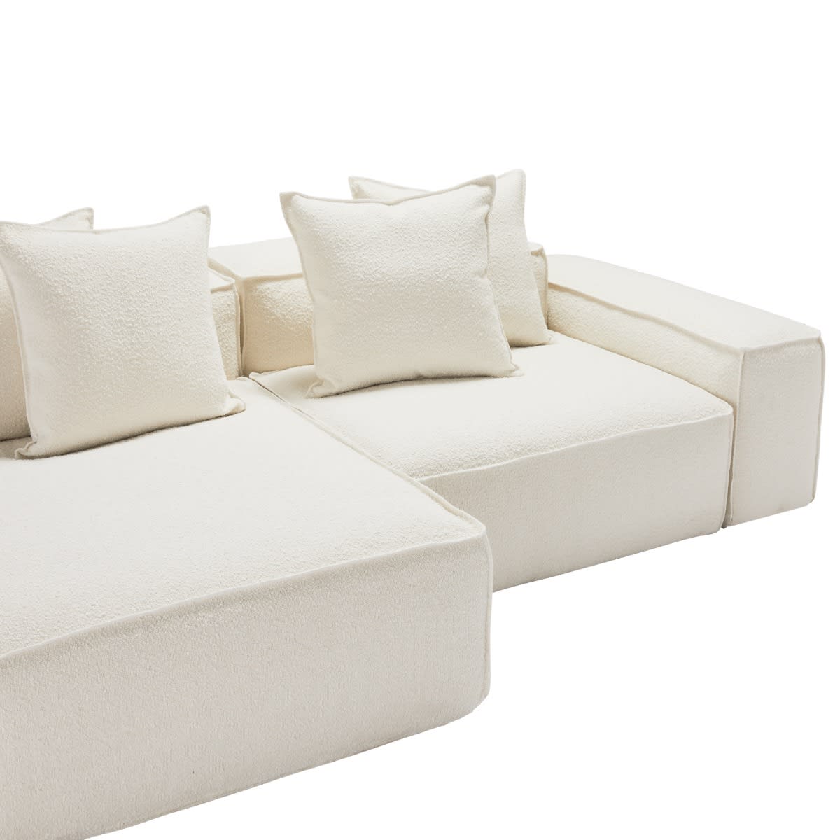 Riley Boucle Ivory Modular Sofa - 2 Seater Chaise color Boucle Ivory