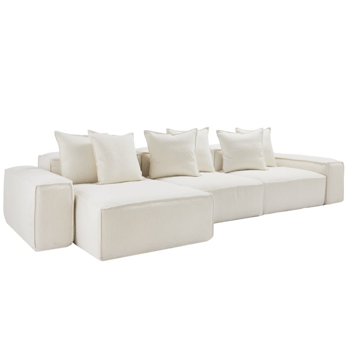 Riley Boucle Ivory Modular Sofa - 3 Seater Chaise color Boucle Ivory