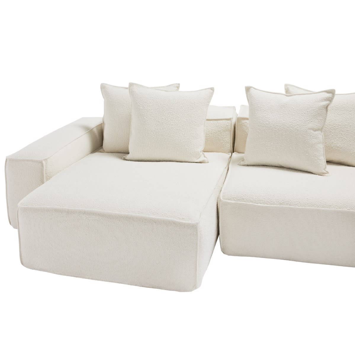 Riley Boucle Ivory Modular Sofa - 3 Seater Chaise color Boucle Ivory