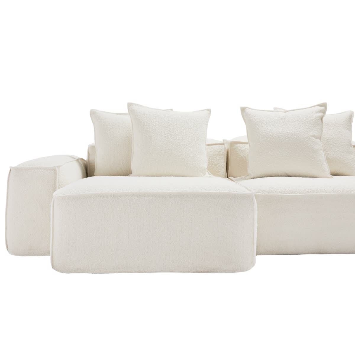 Riley Boucle Ivory Modular Sofa - 3 Seater Chaise color Boucle Ivory