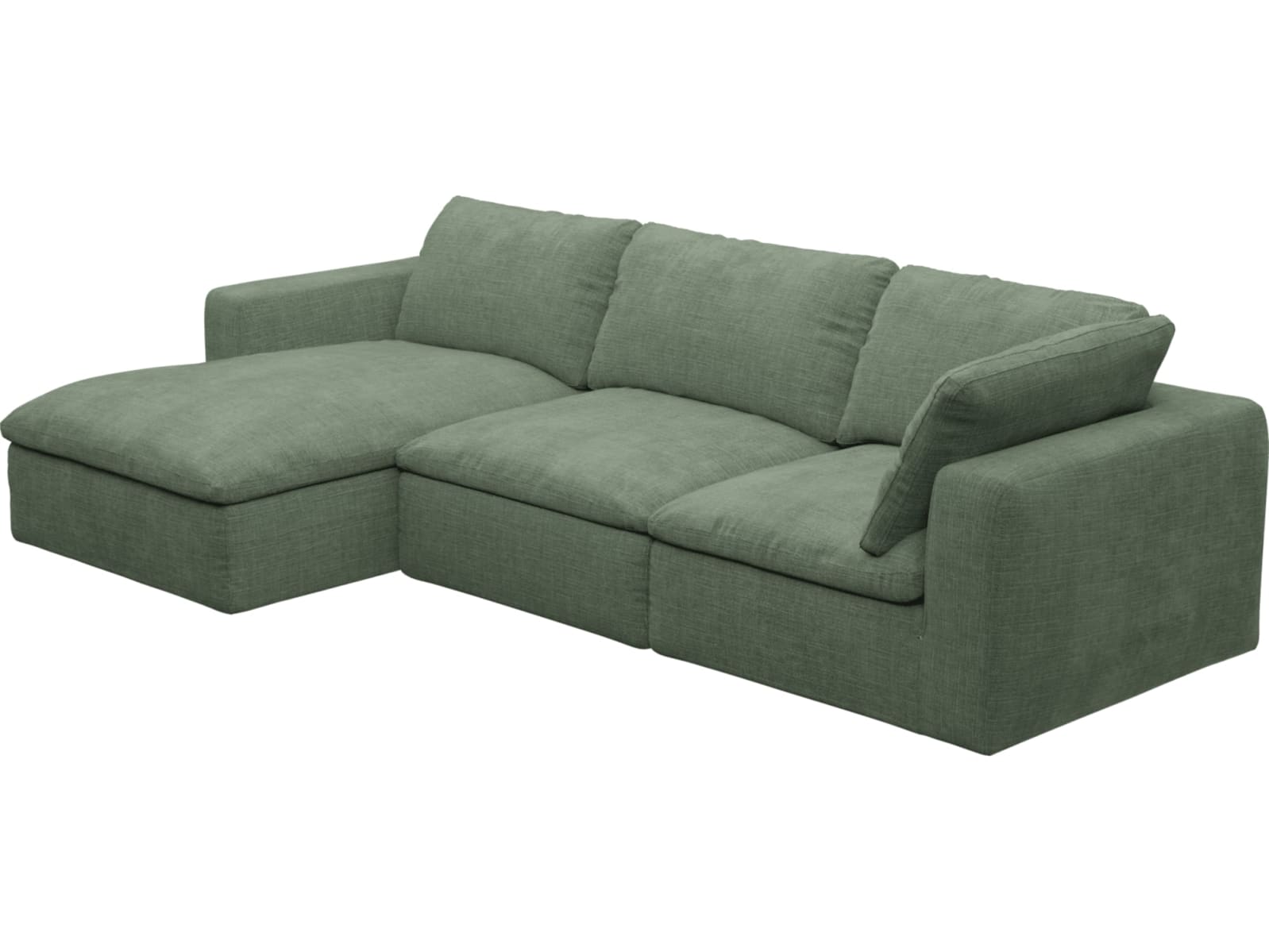 Cloud Deep Tribute Dark Jade Modular Sofa - 3 Seater Chaise color Tribute Dark Jade