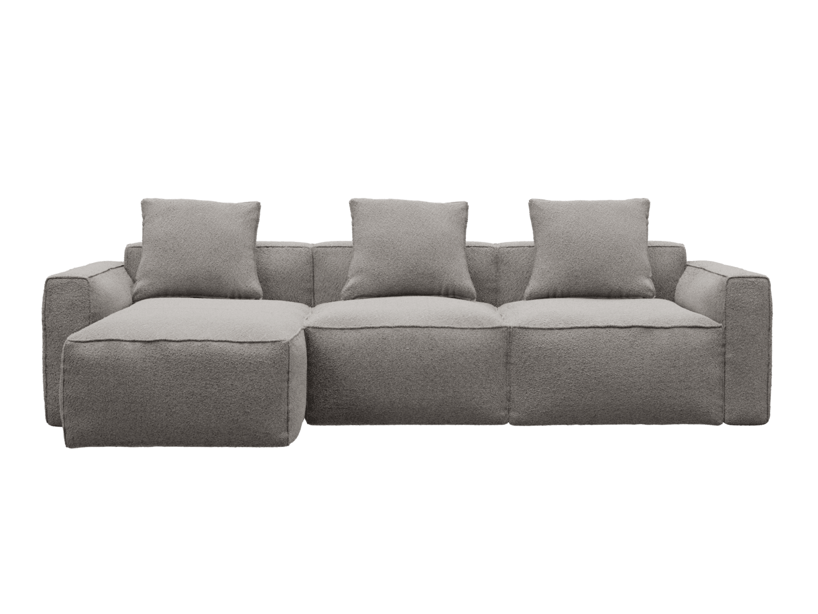 Riley Apt Boucle Pumice Sofa - 3 Seater Chaise color Boucle Pumice