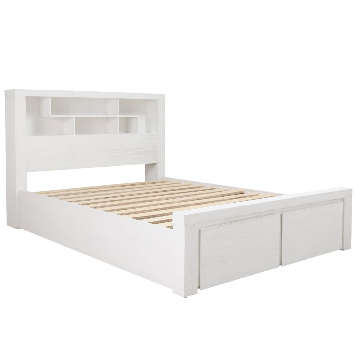 Hobart Bookend Storage Bed White - King color White