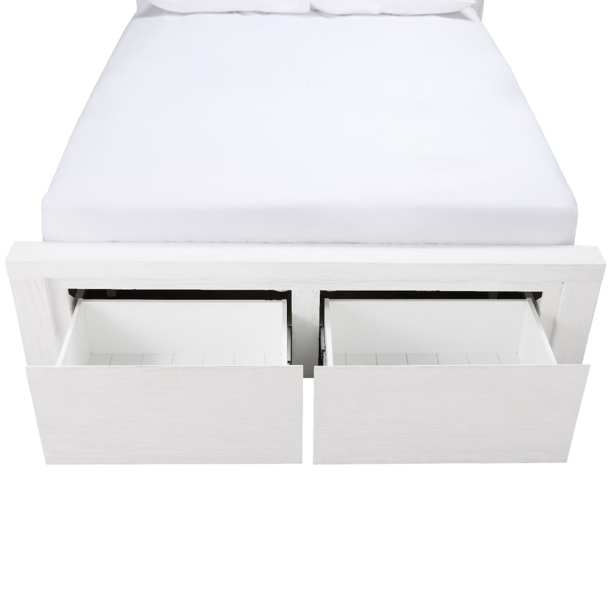 Hobart Bookend Storage Bed Frame White color White