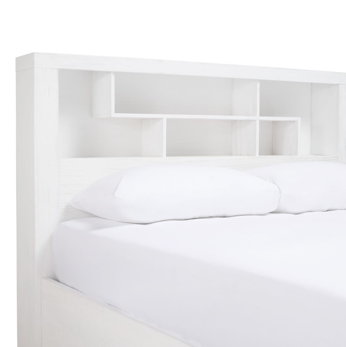 Hobart Bookend Storage Bed White - King color White