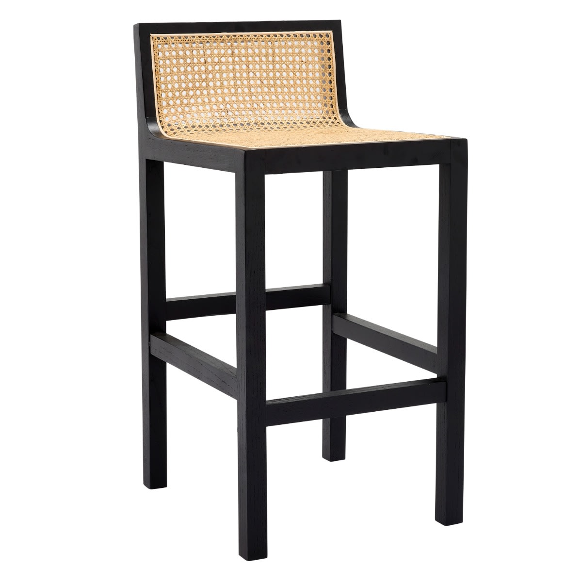 Zeta Black & Rattan Counter Stool color Black