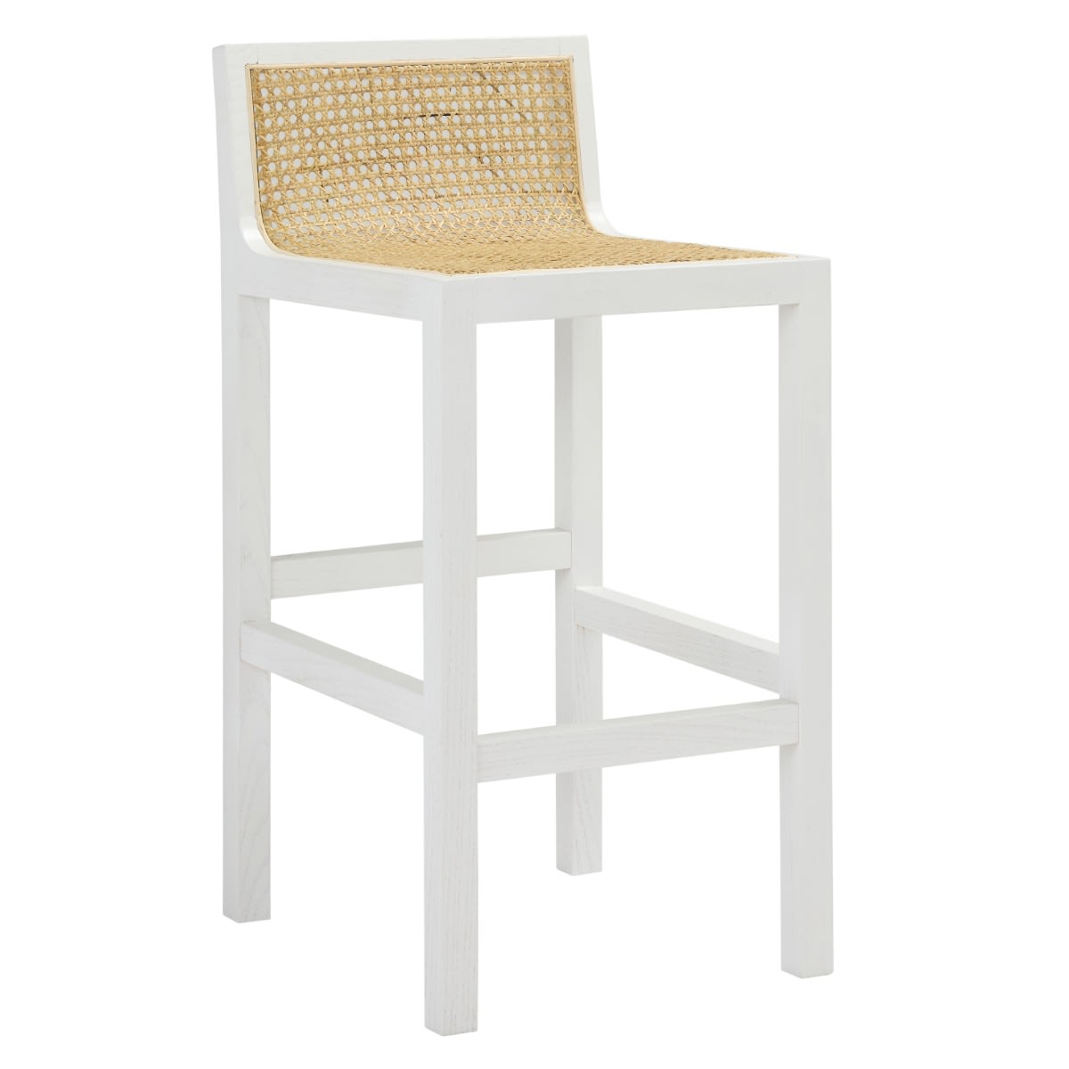 Zeta White & Rattan Counter Stool color White