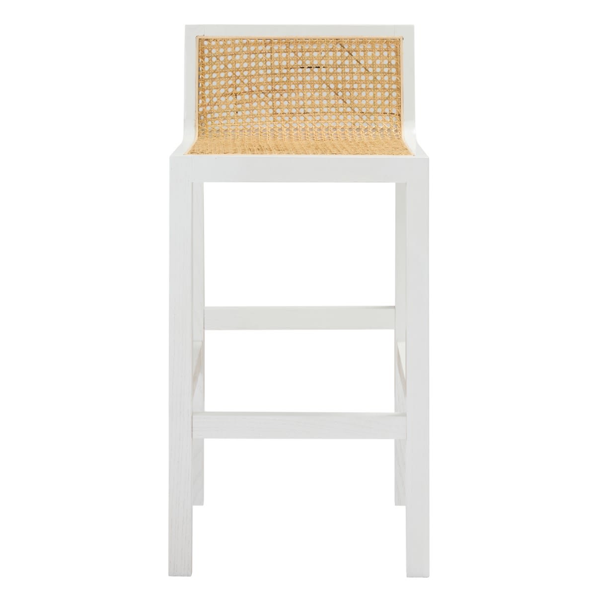 Zeta White & Rattan Counter Stool color White