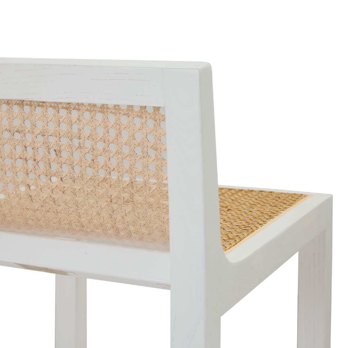 Zeta White & Rattan Counter Stool color White