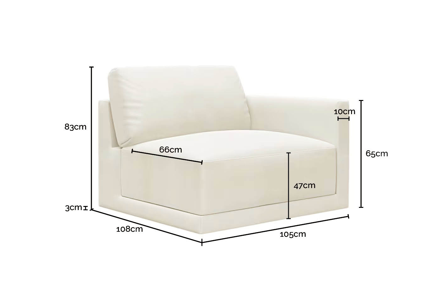 Haven Tribute Shell Right Arm Facing Chair Sofa Module color Tribute Shell